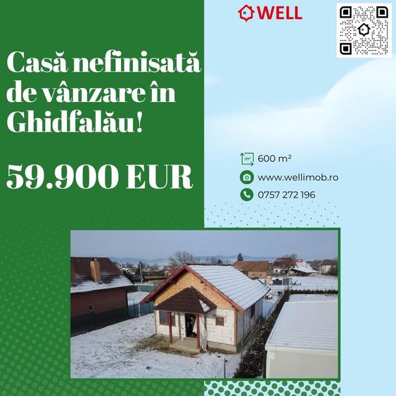 Casă nefinisată de vânzare în Ghidfalău! - 1