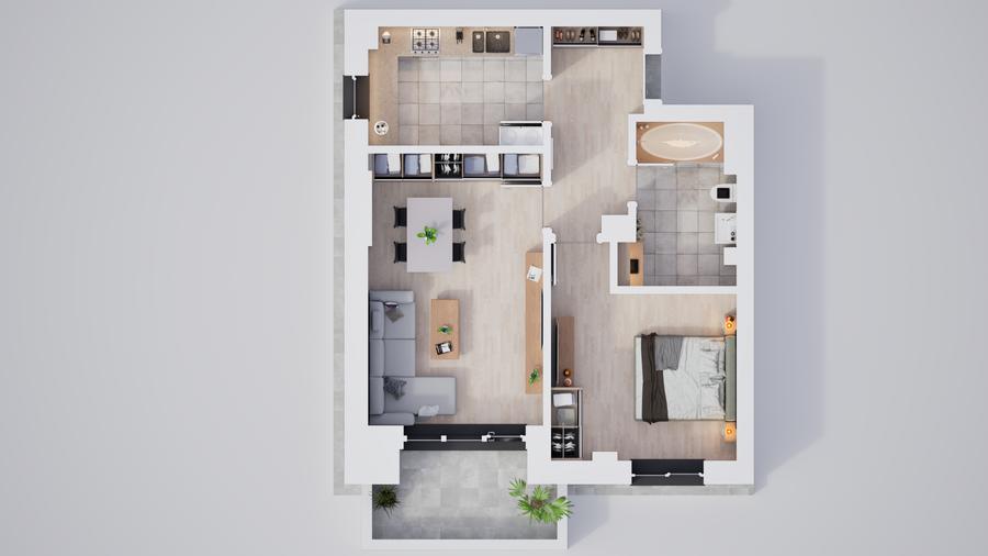 Apartament 2 camere, incalzire in pardoseala, ansamblu nou - 2