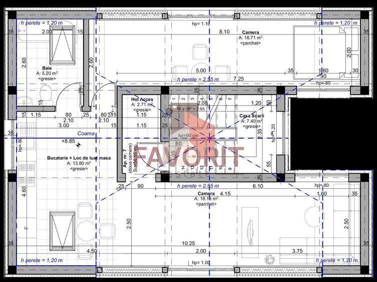 Finisat la cheie. 2 locuri de parcare.  1 apartament pe nivel - 7