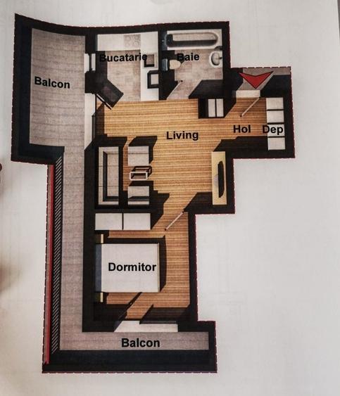 Apartament cu 2 camere semidecomandat în Florești