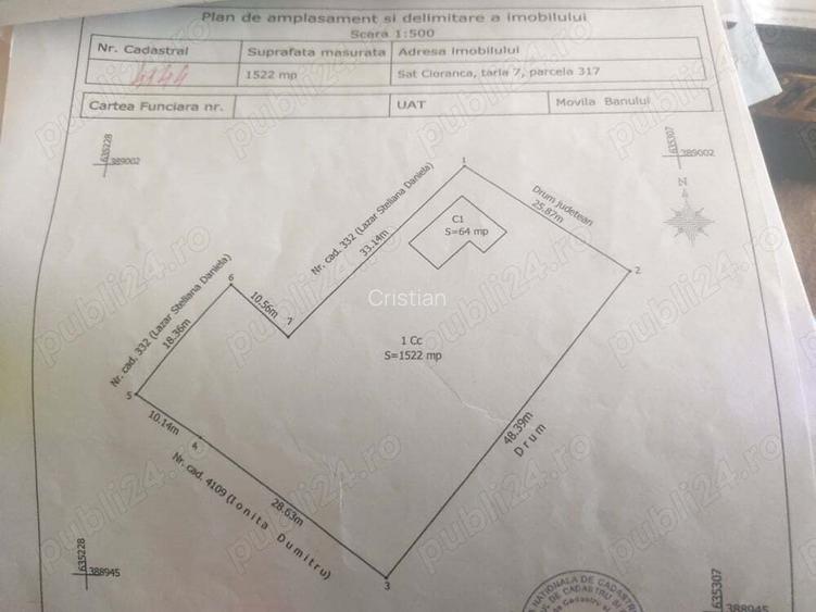 Vand teren intravilan(casa)Cioranca, Localitatea Movila Banului, Jud. Buzau
