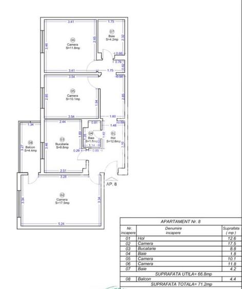 Apartament cu 3 camere, 2 bai,  decomandat,  etajul 2, zona Soarelui - 14