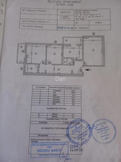 Schim apartament 3 camere, transformat in 4, cu apartament 2 camere +diferen?a Schim apartament 3 camere, transformat in 4, cu apartament 2 camere +diferen?a