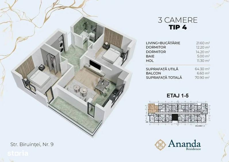 Apartament cu 3 camere în Central — fotografia 1