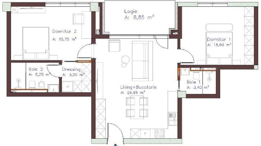 Apartament 3 camere 73mp semifinisat Piata Abator - 1