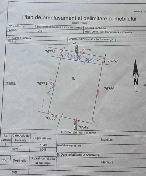 Teren de 1050 mp, în Exterior Vest