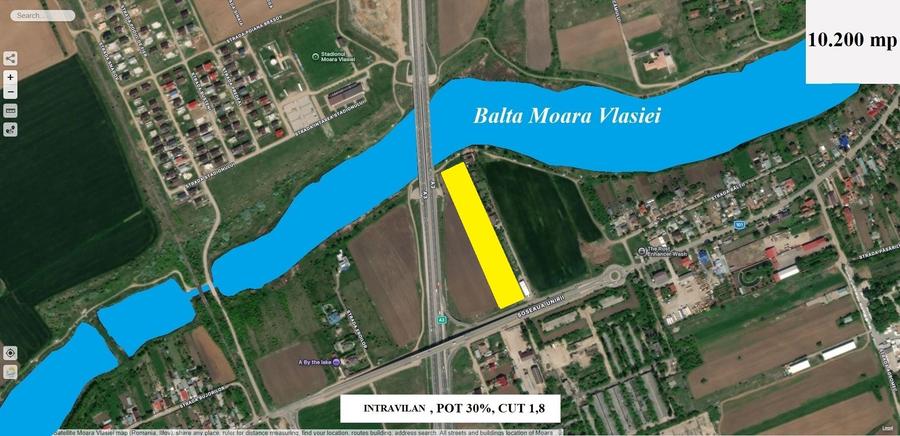 PARTICULAR, 10.200 mp. teren intravilan Moara Vlasiei, langa nodul A3 si Balta - 1