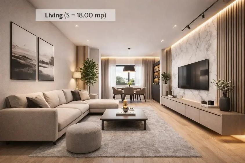 3 camere NOU 77,2 mp + balcon 12,9 mp 8 min Metrou Nicolae Teclu - 1