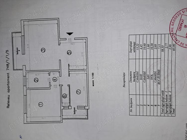 PF , apartament 2 CD , 65mp , et. 1 - 4
