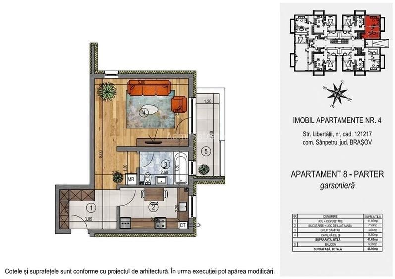 DEZVOLTATOR | Garsonieră parter- Orizont Residence Sânpetru