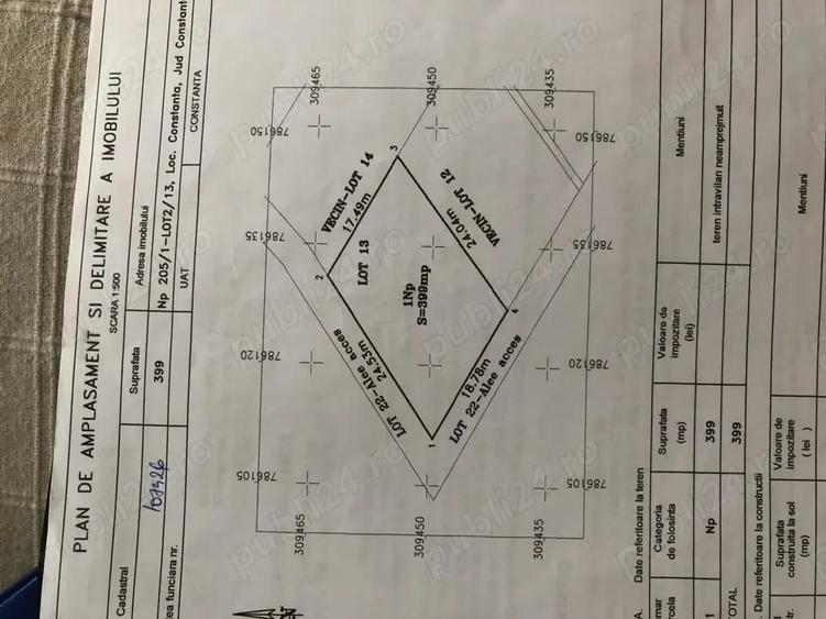 Teren de 788 mp, în Central