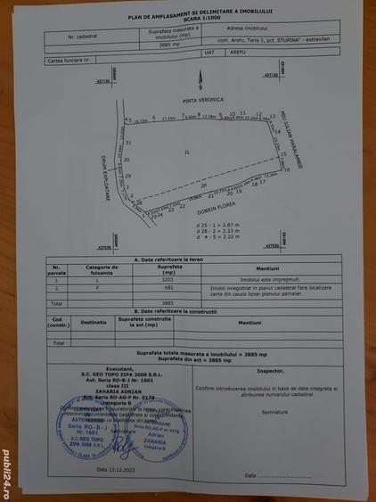 Teren de 3800 mp, în Arefu