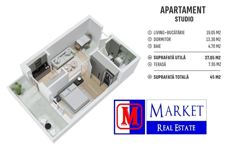 Ap. 2 camere (tip studio) - Str. Solstitiului - Finalizat / Acte gata! - 1