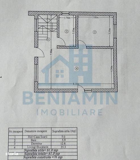 Casă cu 3 camere în Central
