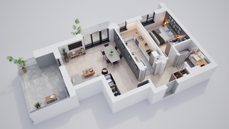 Apartament 2 camere, cartier privat si modern cu incalzire in pardoseala - 1