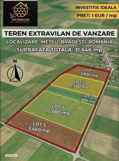 Teren de 7500 mp, în Brădești