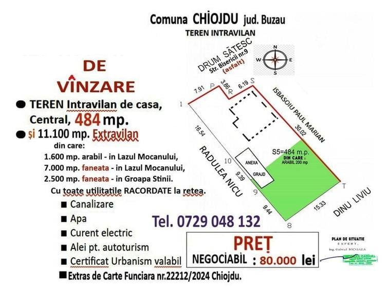 Teren de 484 mp, în Chiojdu