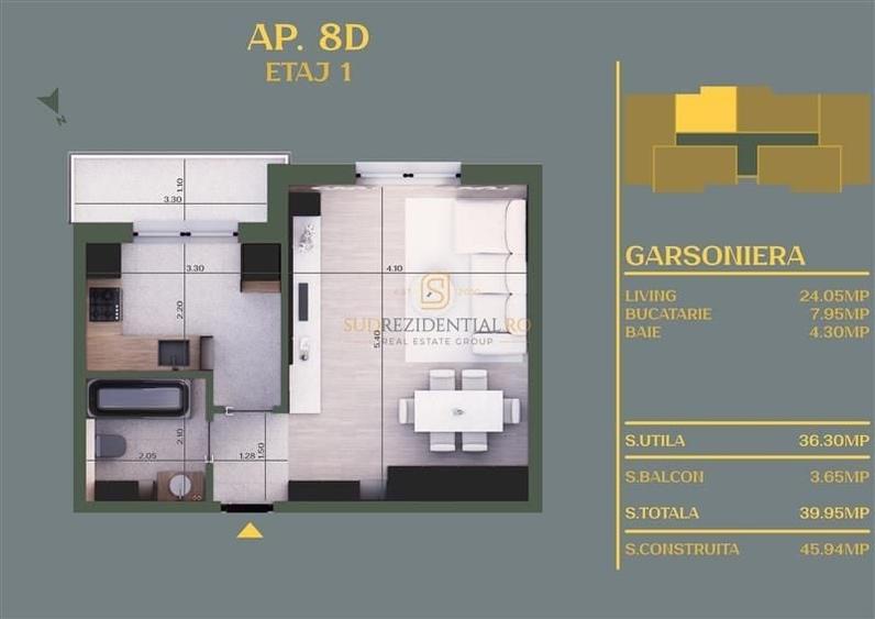 Nou! Garsoniera moderna, imobil nou, finisaje premium - Com Vidra, If - 8