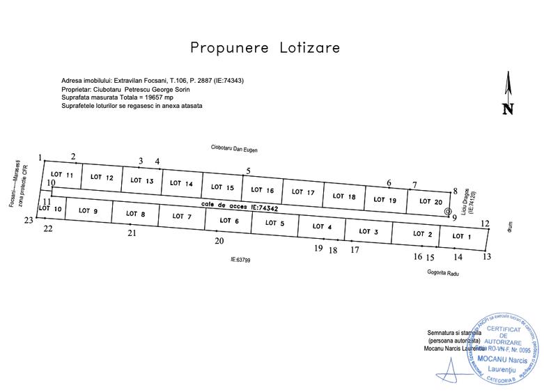 Vând parcele de 1200m2, intravilan Focșani Rovine - 1