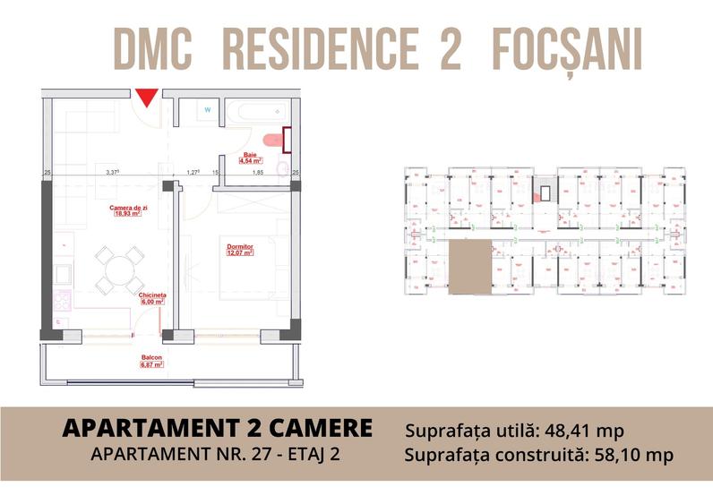 Apartament cu 2 camere decomandat în Nord