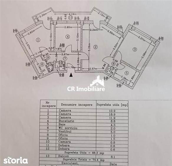 Apartament cu 3 camere semidecomandat în Dristor