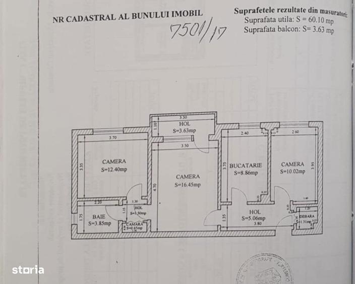 Apartament cu 3 camere semidecomandat în Central