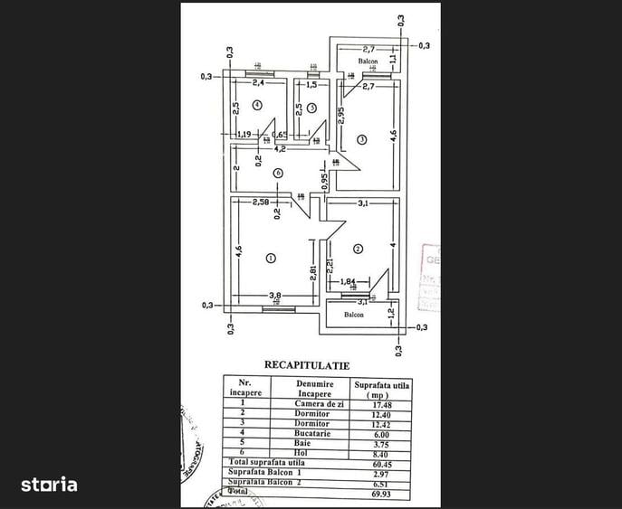 Apartament cu 3 camere în Central