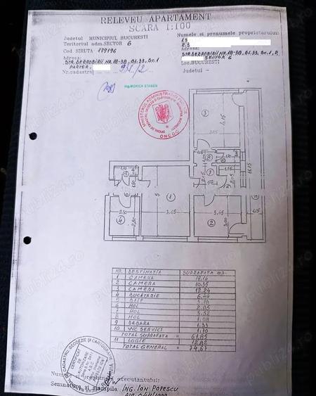 Apartament cu 3 camere semidecomandat în Gorjului