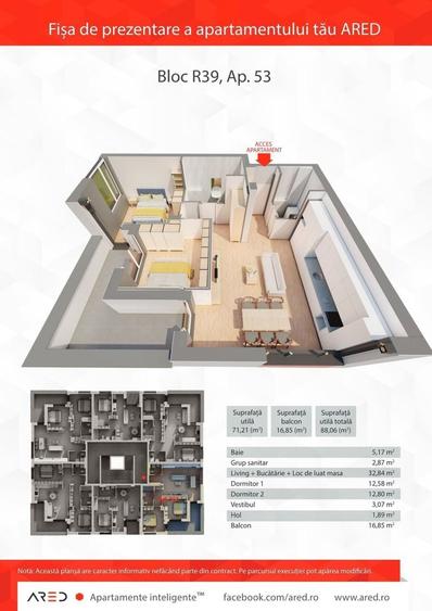 Penthouse cu 3 camere decomandat în UTA