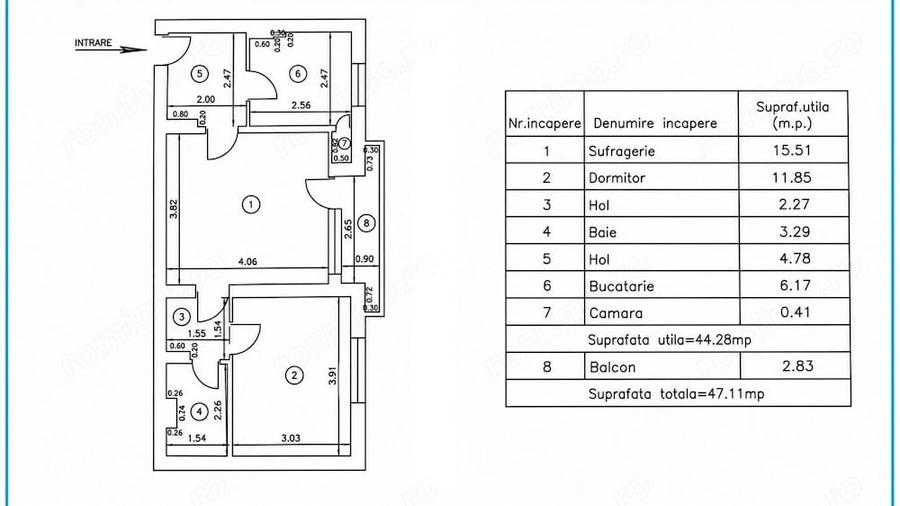 Apartament cu 2 camere semidecomandat în Căzănești (Râmnicu Vâlcea)