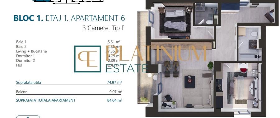 P4891 Apartament cu 3 camere NOU, zona Torontalului COMISION 0% - 12