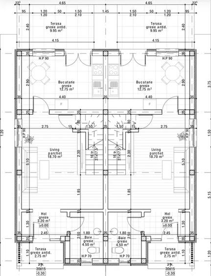 Duplex cu 3 camere cu Canalizare în Miroslava