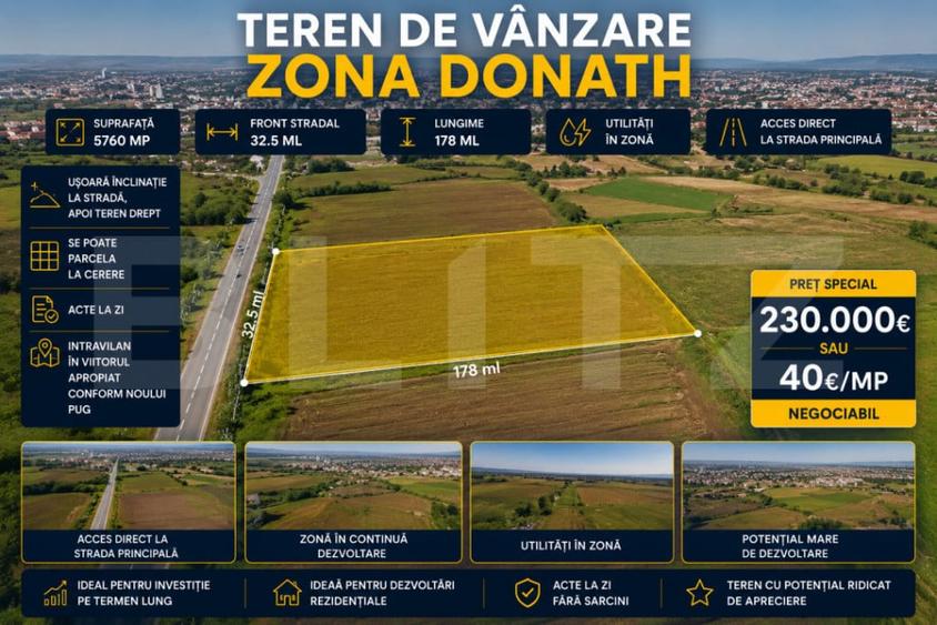 Teren extravilan, 5.760 mp, front 32,5 ml, zona Donath - 1