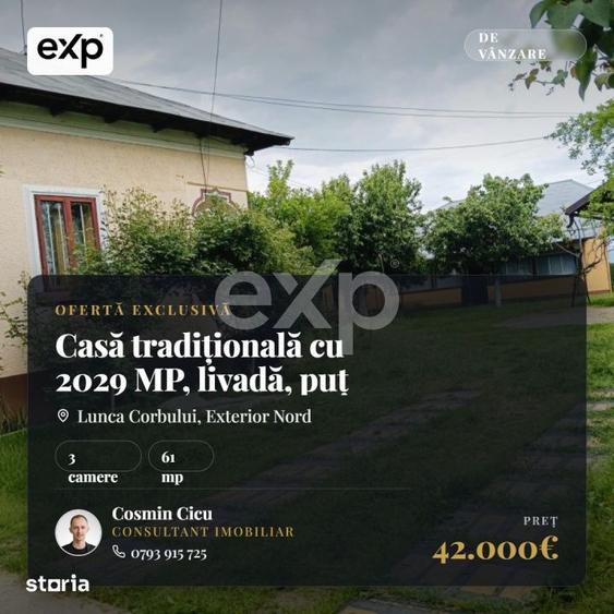 Casă cu 3 camere cu Teren 2029 Mp în Lunca