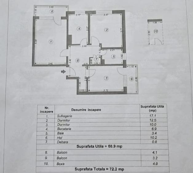 Apartament cu 3 camere decomandat în Tomis Nord