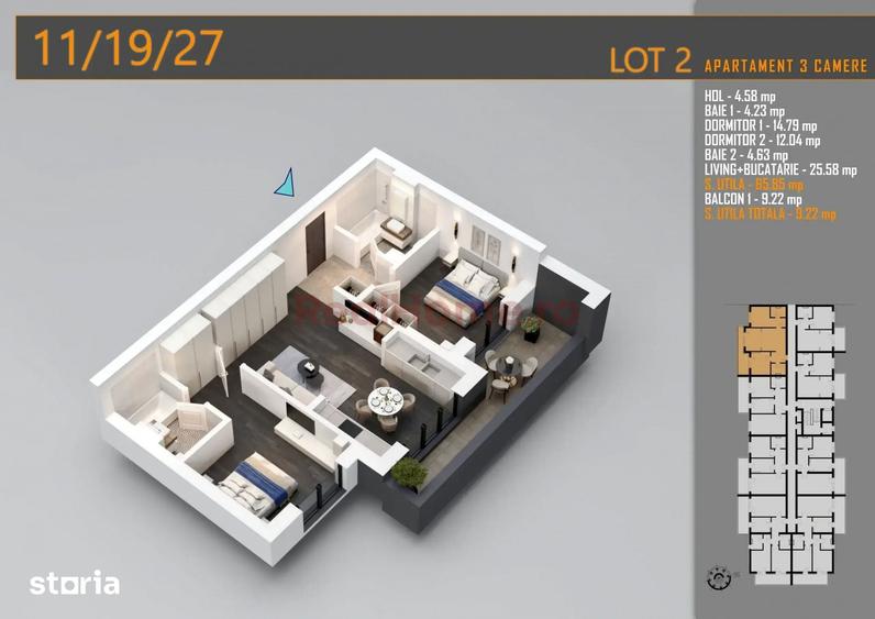 Apartament cu 3 camere în Theodor Pallady