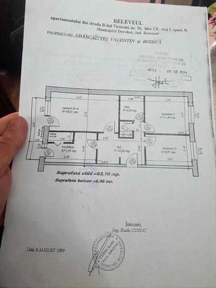 Apartament cu 3 camere decomandat în Central