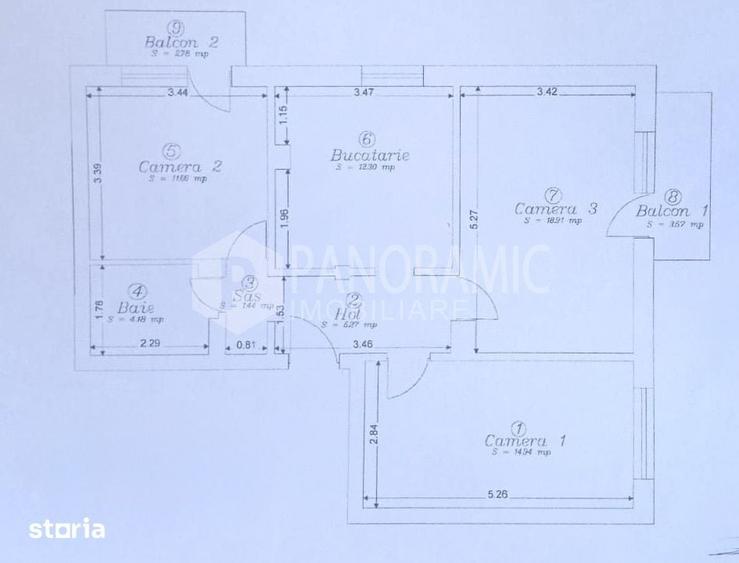 Apartament cu 3 camere decomandat în Micro 17