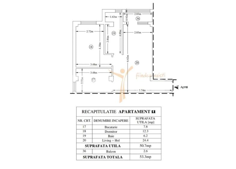 Apartament cu 2 camere semidecomandat, mobilat în Valea Adâncă