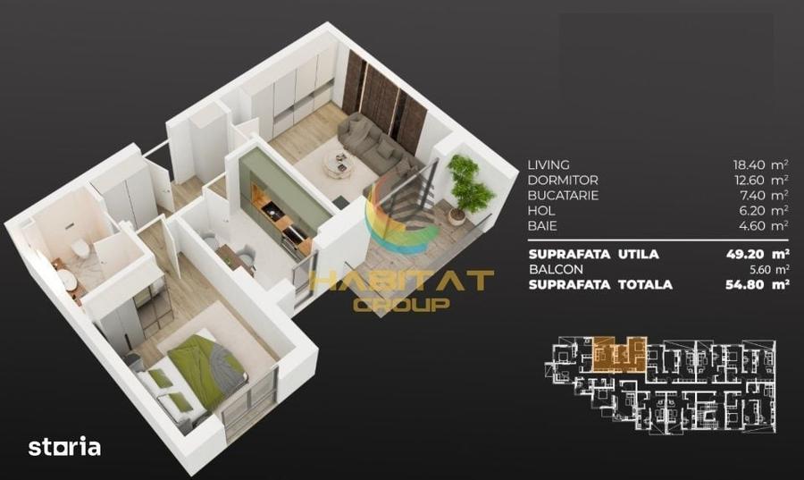 Apartament cu 2 camere decomandat în Berceni
