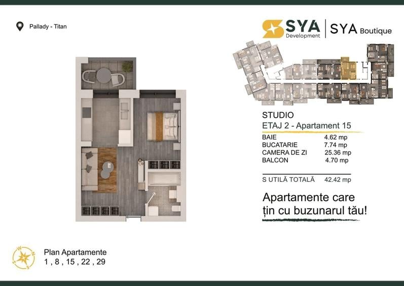 Apartament cu 2 camere decomandat în Theodor Pallady