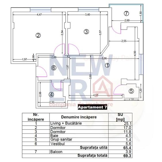 Apartament cu 3 camere semidecomandat în Otopeni