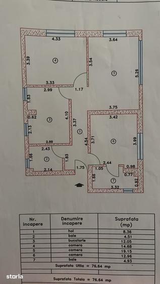 Apartament cu 3 camere decomandat în Dămăroaia