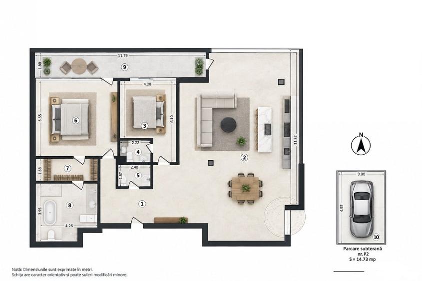 Apartament cu 3 camere decomandat, mobilat în Herăstrău