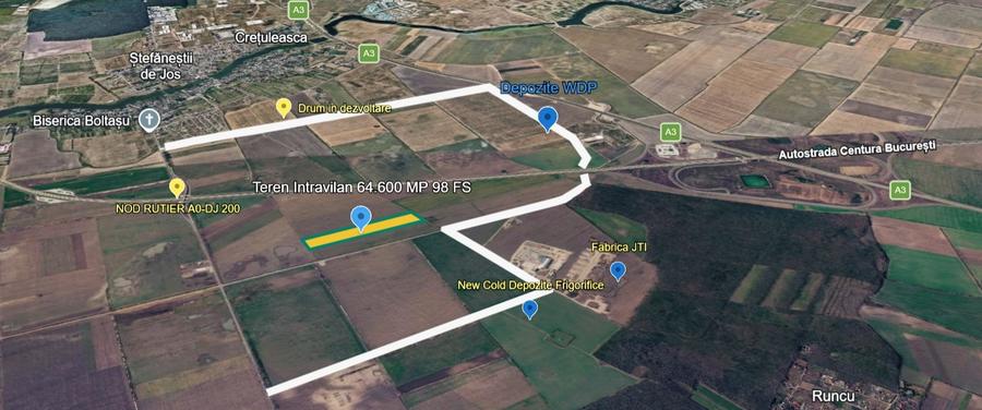 Teren Construcții intravilan de 64600 mp, în Ștefăneștii de Jos