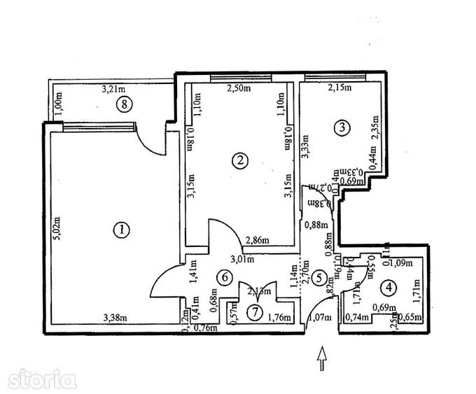 Apartament cu 2 camere decomandat în Tei
