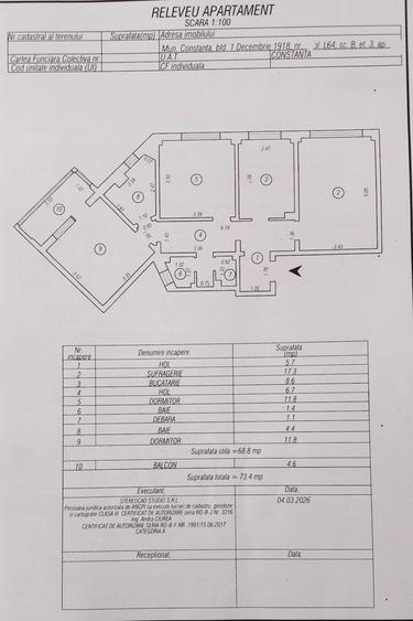 Apartament cu 3 camere decomandat în Casa de Cultură