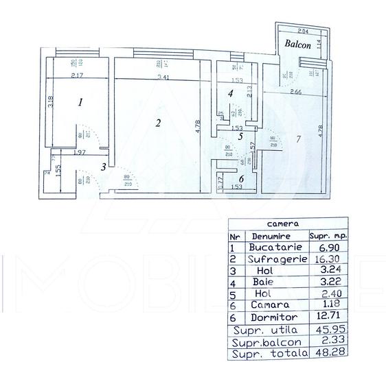 Apartament cu 2 camere semidecomandat în Central