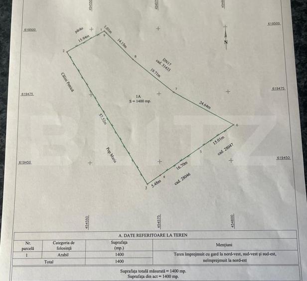 Teren Construcții intravilan de 1400 mp, în Crainimăt