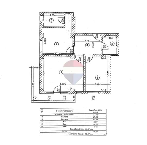 Apartament cu 3 camere în Dudu